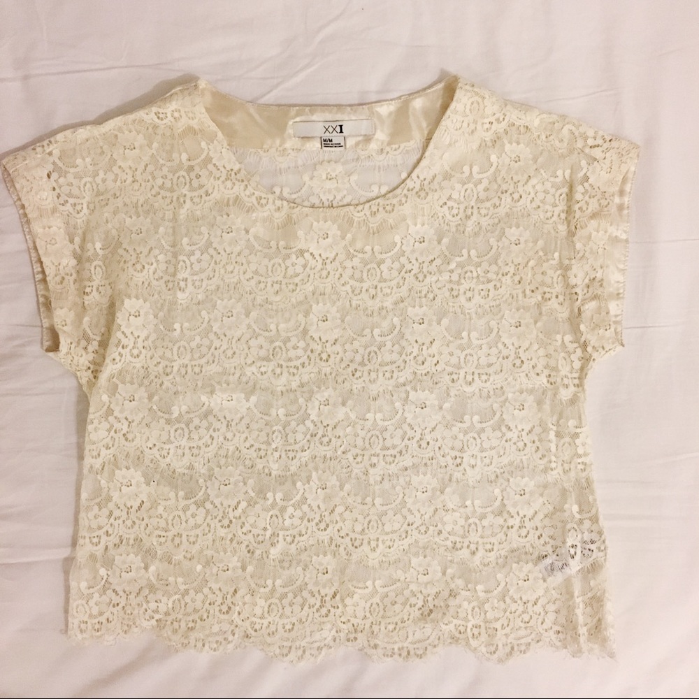 F21 White lace top